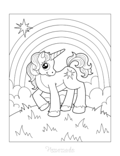 Unicorn With Star Rainbow Unicorn Coloring Pdf, Free Vectors File